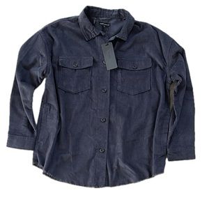 NWT-Sz.L-Boyfriend Fit Corduroy Shirt  with Pockets-Charcoal-Silver Jeans